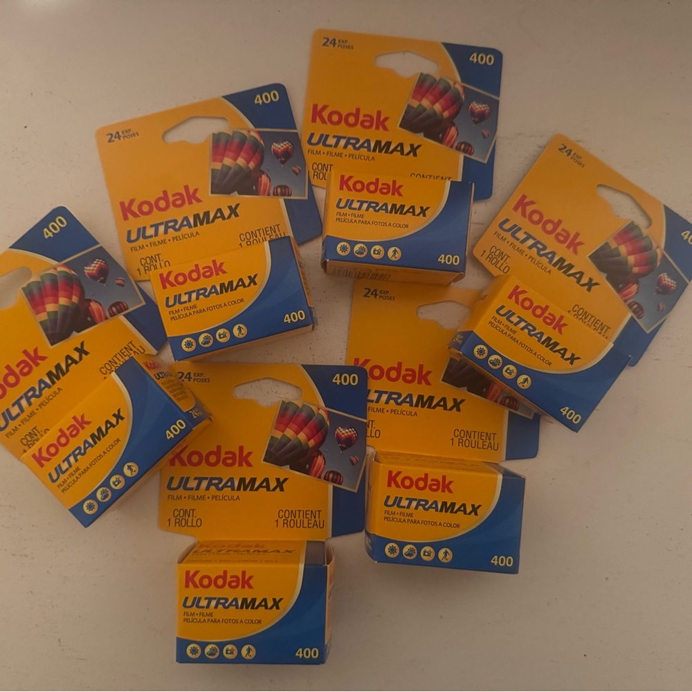 Kodak Ultramax Film in Yellow and Blue Packaging